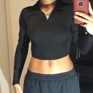 Collar neck crop top